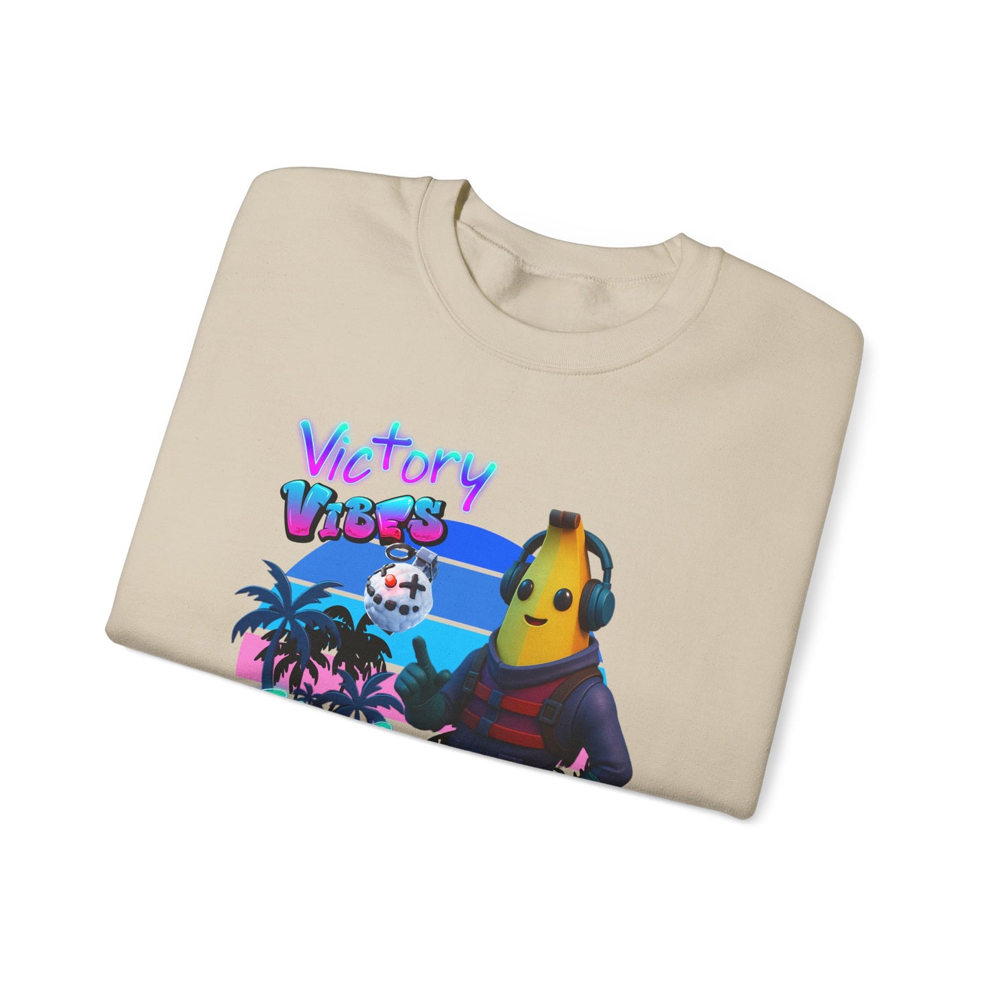 Victory Fortnite Vibes Banana Crewneck Sweatshirt - Unisex Heavy Blend