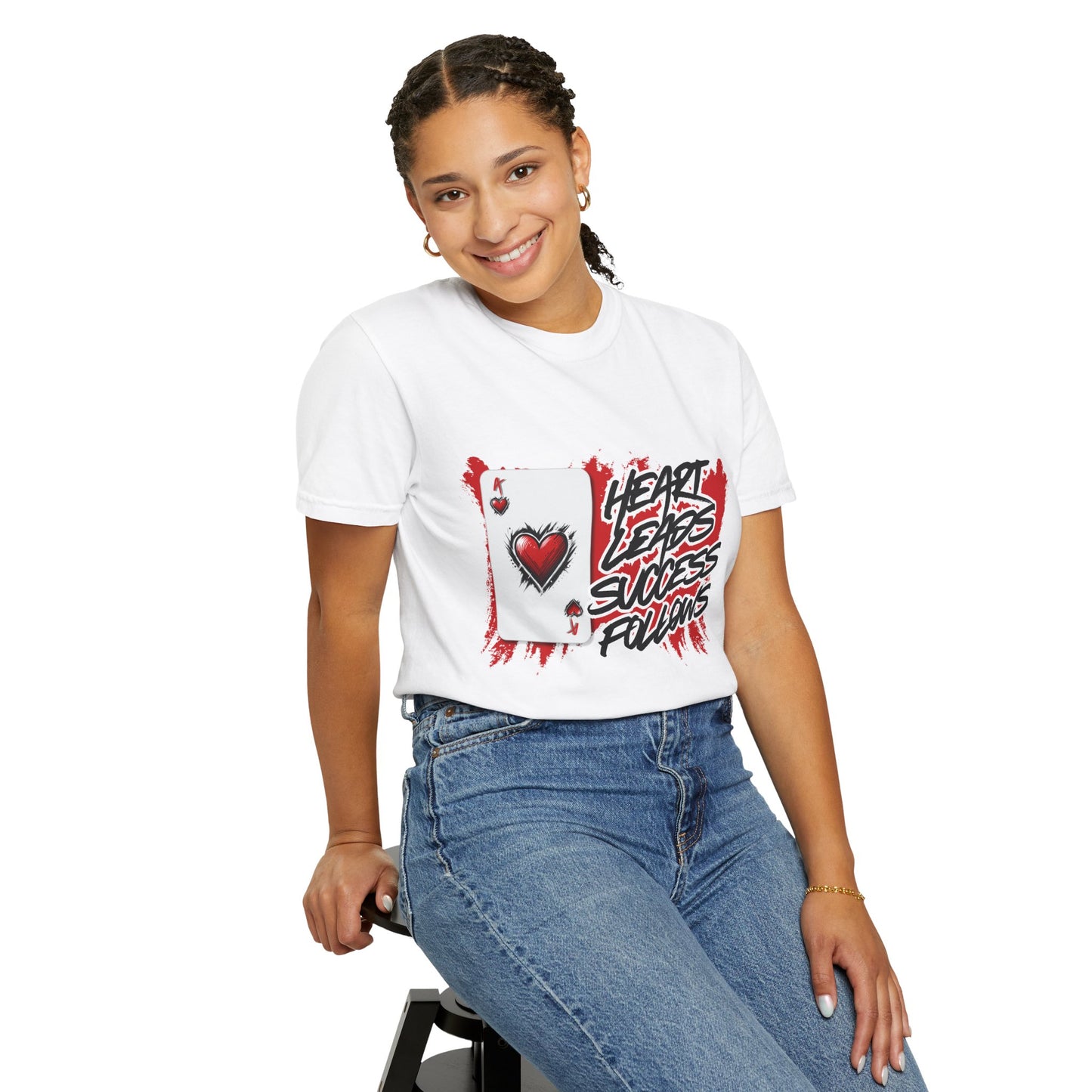 Heart Leads Success Unisex Heavy Cotton Tee | Graphic Tee | Casual Wear | Gift for Gamers | Inspirational Fashion | Streetwear