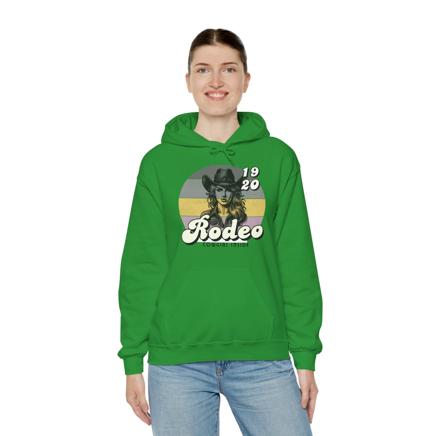 Rodeo Cowgirl Hooded HOODIE - Unisex Heavy Blend⢠- Retro Style