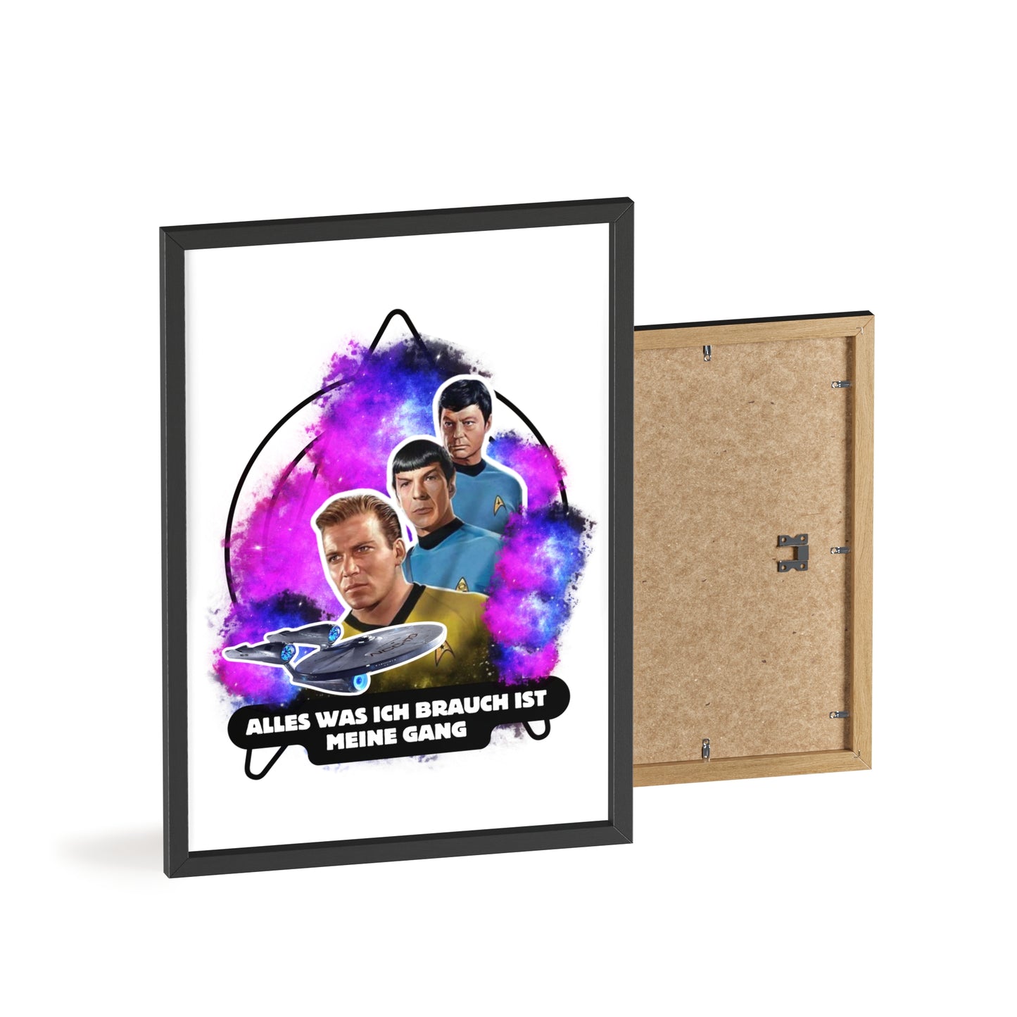 Star Trek Inspired Art Print with Wooden Frame - 'Alles Was Ich Brauch Ist Meine Gang'