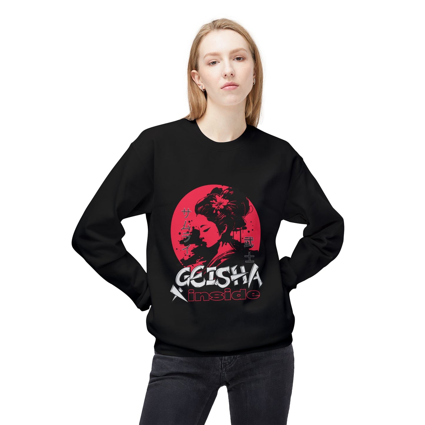 Unisex "Geisha Inside"Fleece Sweatshirt, Cozy