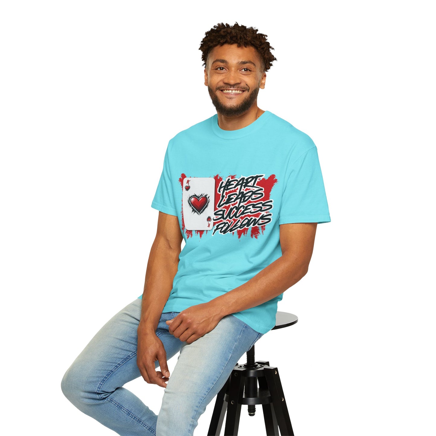 Heart Leads Success Unisex Heavy Cotton Tee | Graphic Tee | Casual Wear | Gift for Gamers | Inspirational Fashion | Streetwear