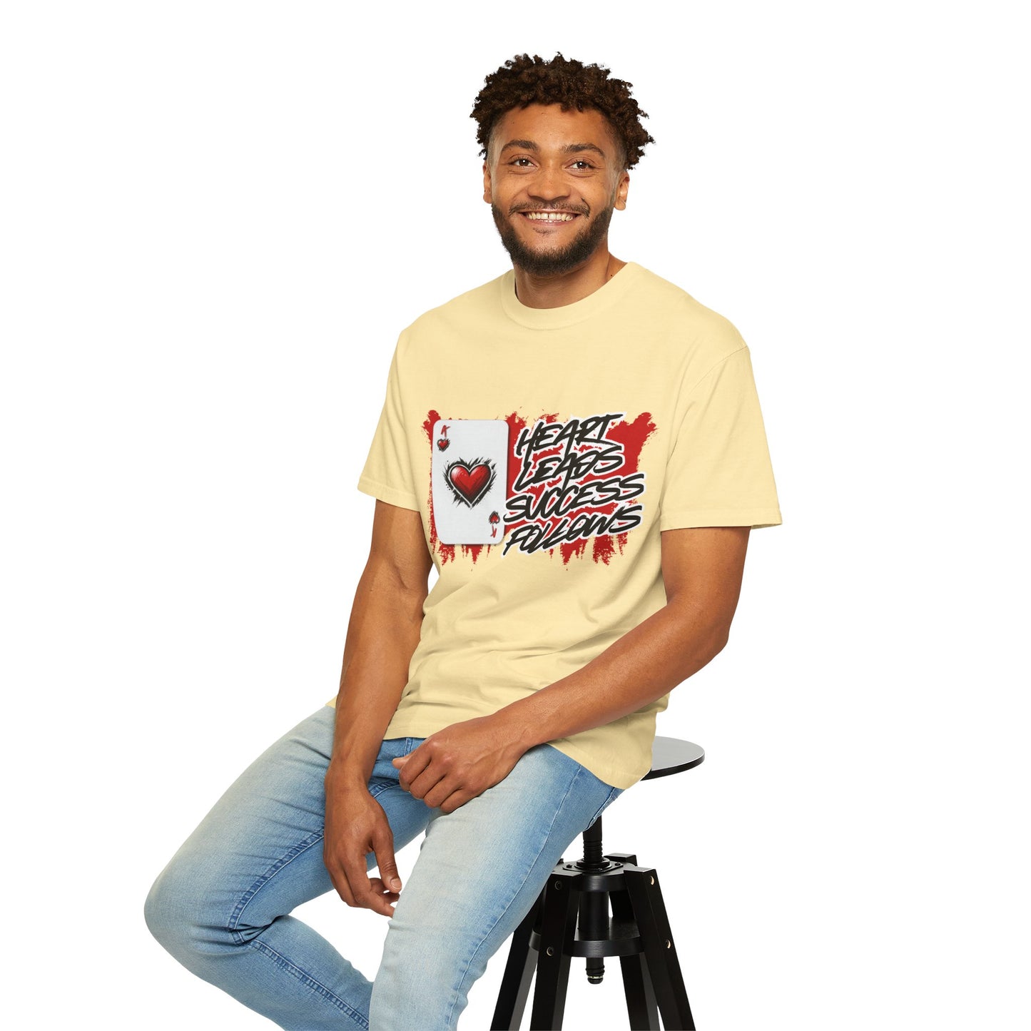 Heart Leads Success Unisex Heavy Cotton Tee | Graphic Tee | Casual Wear | Gift for Gamers | Inspirational Fashion | Streetwear