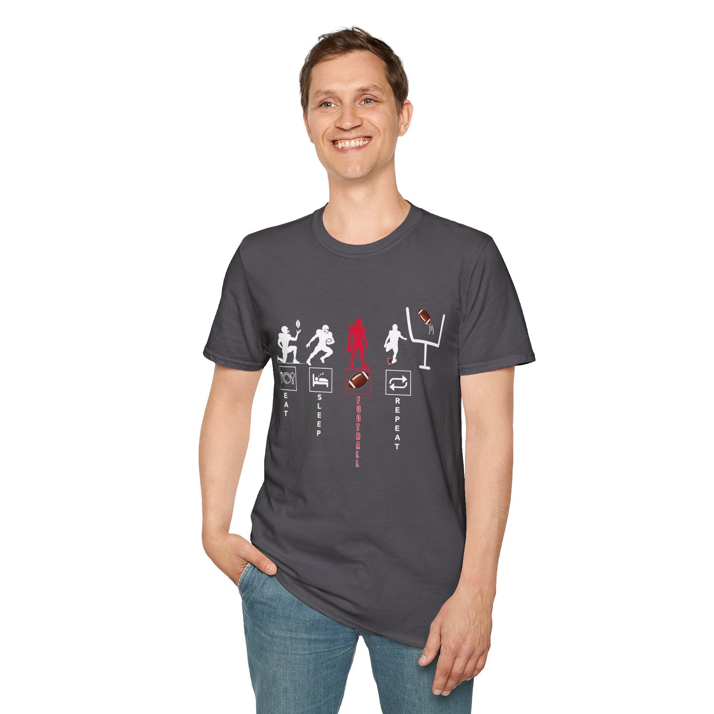 Football Life Unisex T-Shirt - Eat, Sleep, Football, Repeat