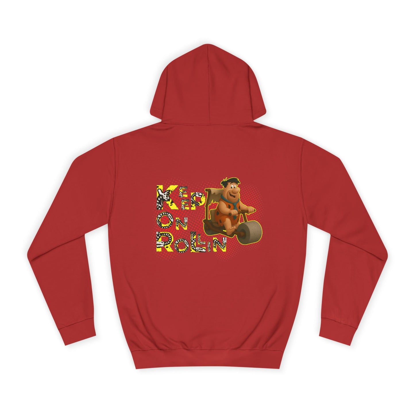 'Keep On Rollin' Design Unisex College Hoodie Flintstones Feuerstein