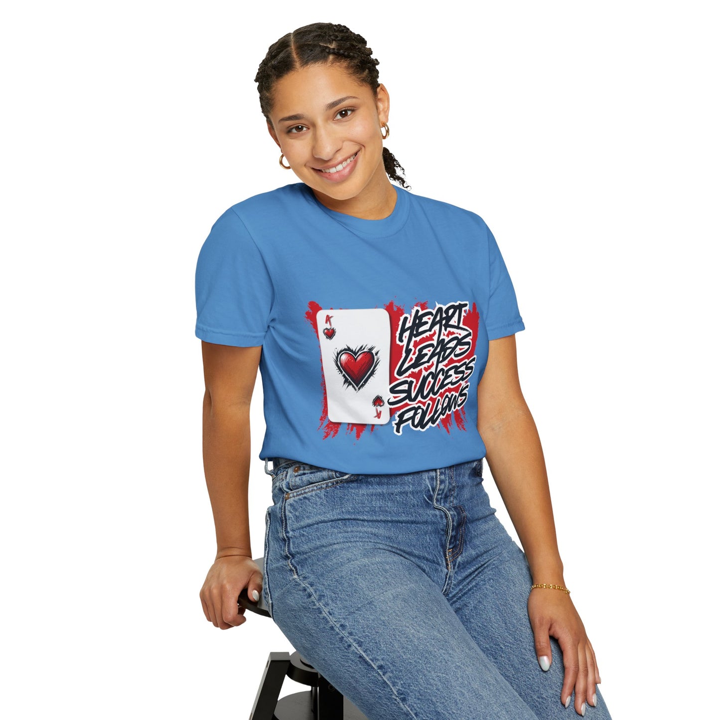 Heart Leads Success Unisex Heavy Cotton Tee | Graphic Tee | Casual Wear | Gift for Gamers | Inspirational Fashion | Streetwear