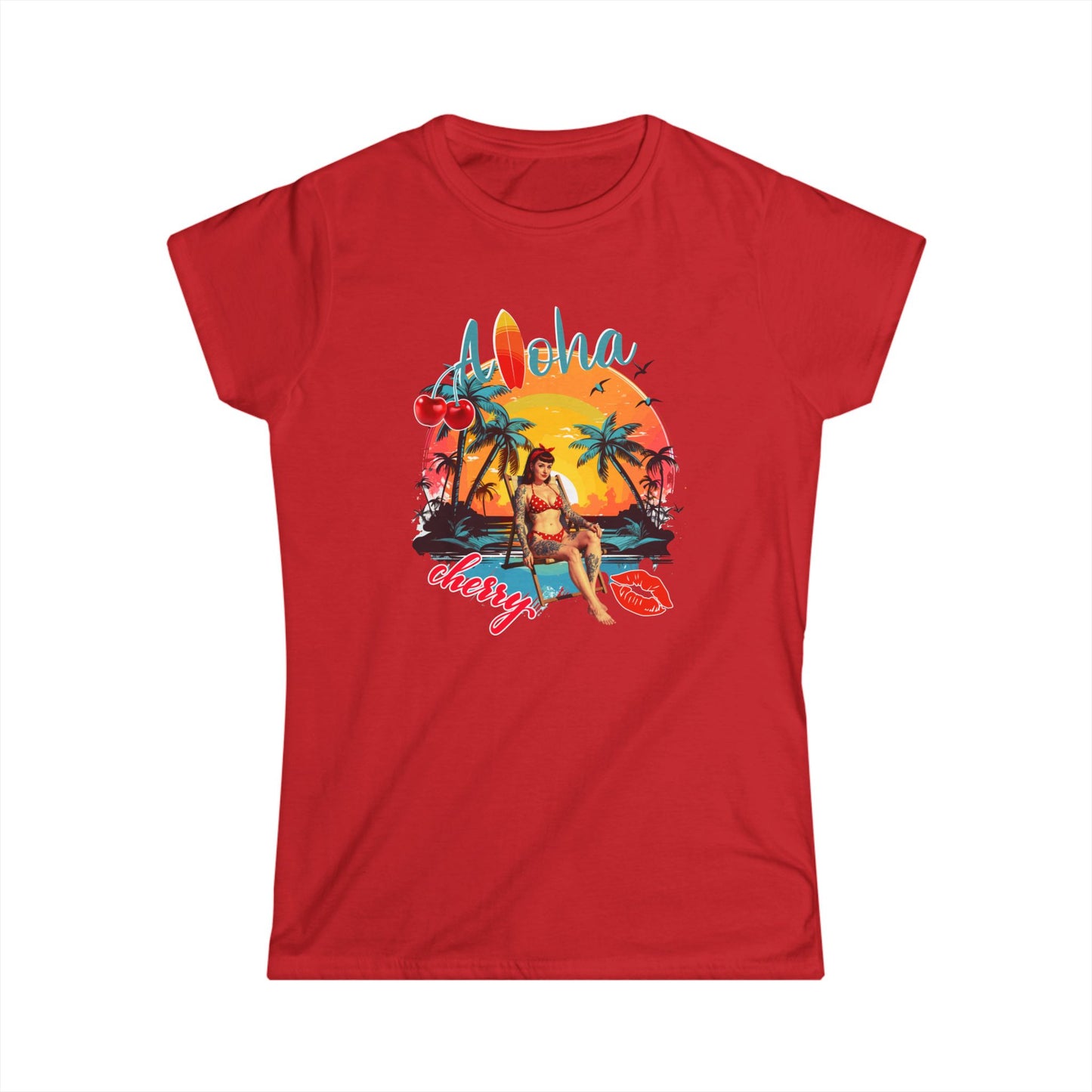 Aloha Cherry Women's Softstyle Shirt Rockabilly
