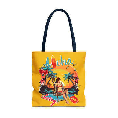 Aloha Cherry Tropical Tote Bag | Beach Accessories, Summer Bag, Travel Tote, Hanging Bag, Beach Bag
