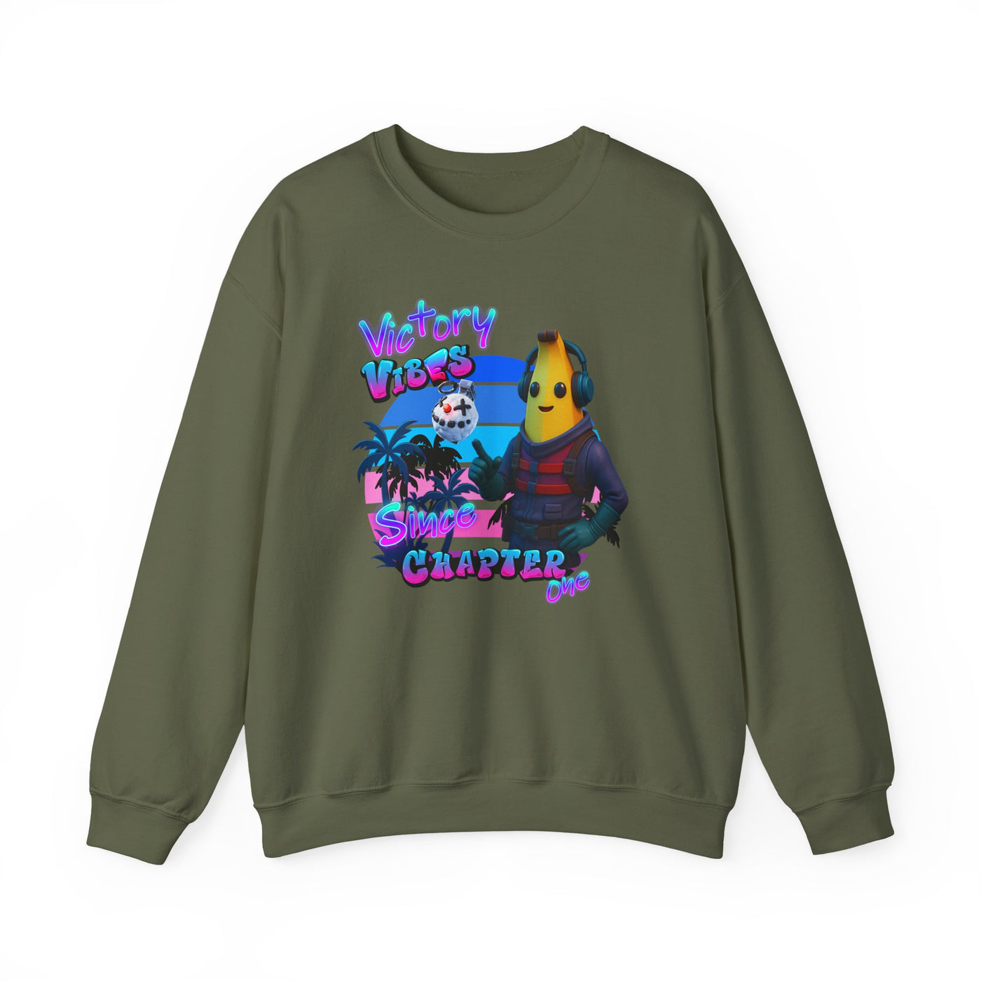 Victory Fortnite Vibes Banana Crewneck Sweatshirt - Unisex Heavy Blend