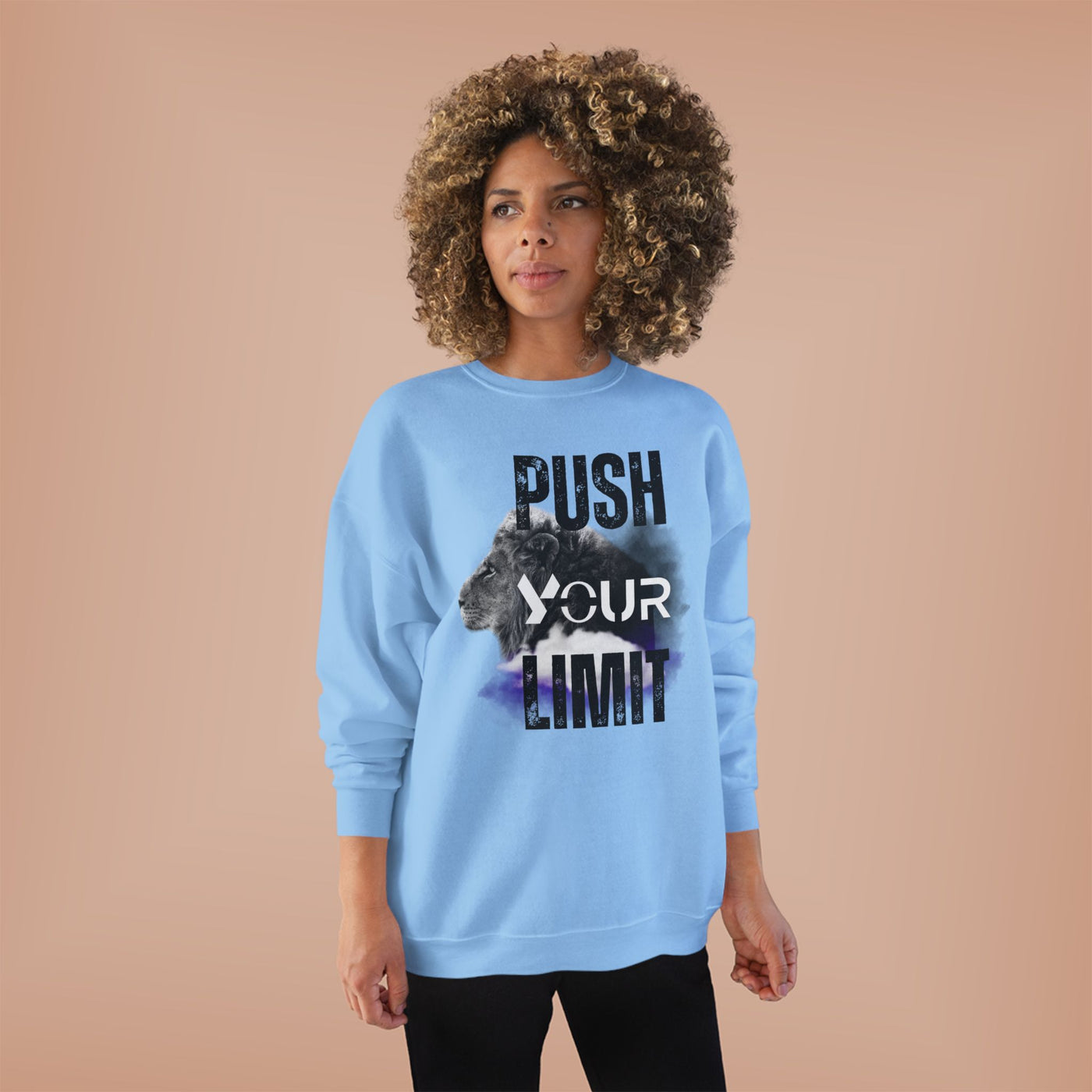 Motivational Lion Sweatshirt - Push Your Limit - Unisex EcoSmart