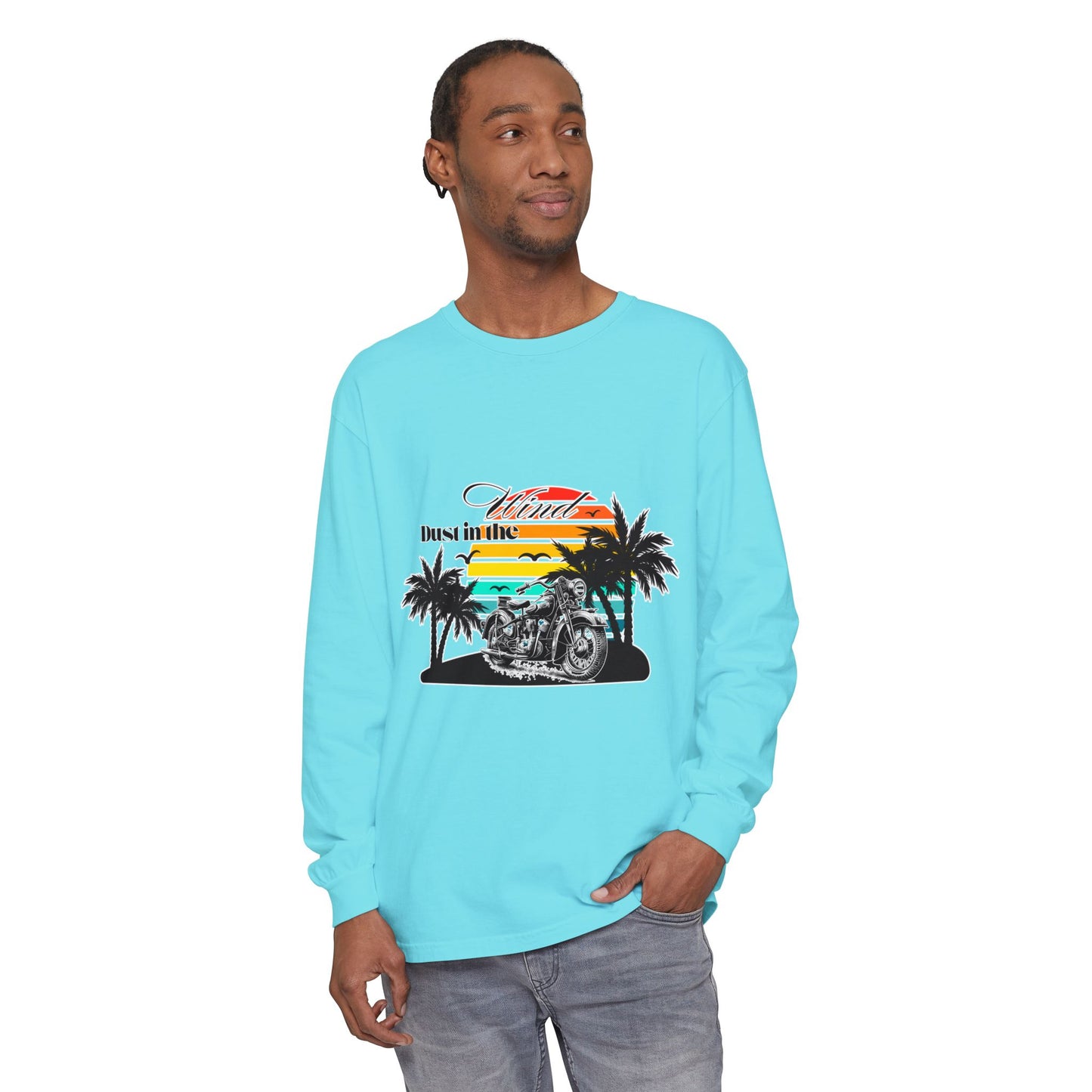 Dust in the Wind - Vintage Motorcycle & Sunset Design