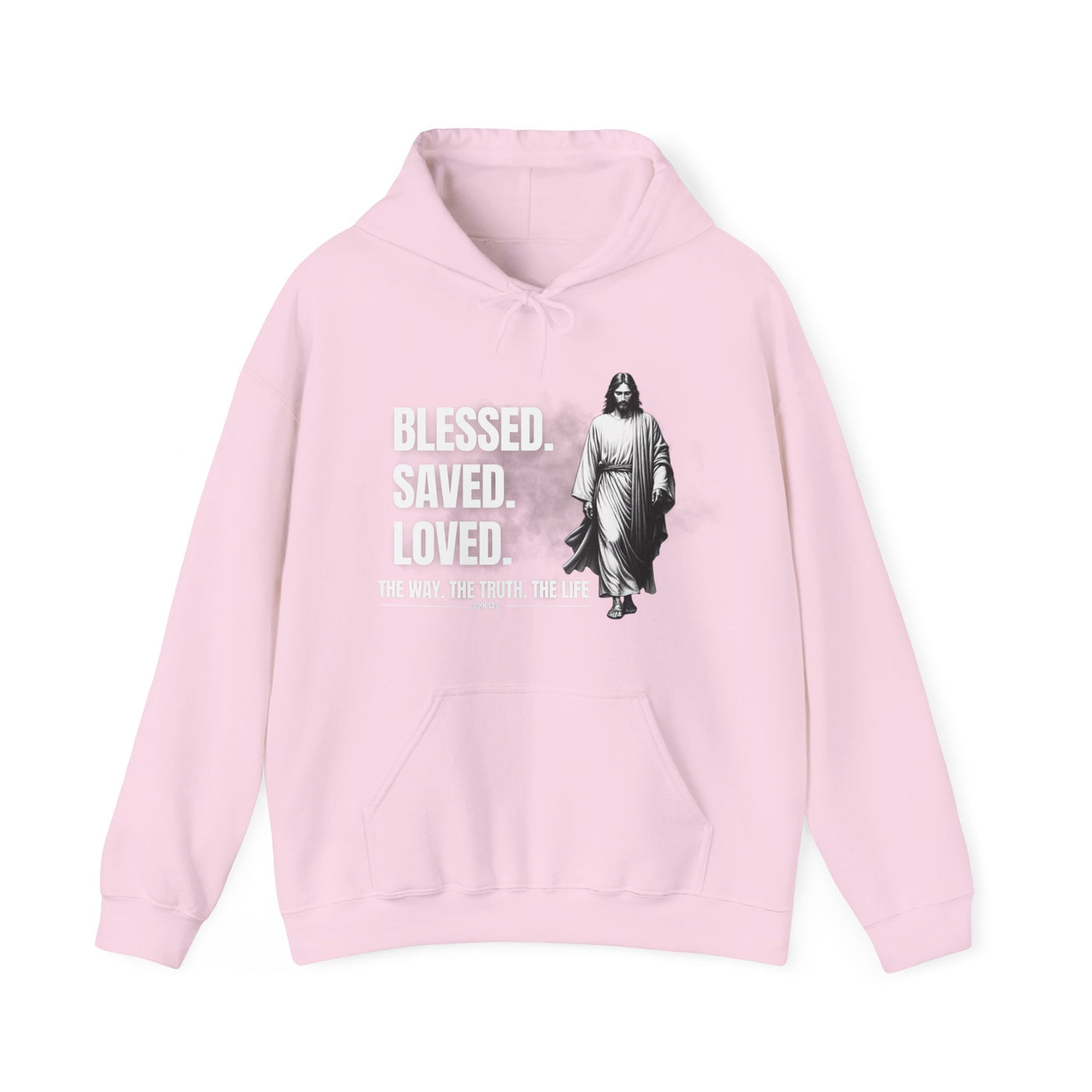 Blessed, Saved, Loved Hoodie - Unisex Heavy Blend Sweatshirt for Comfort and Faith Jesus