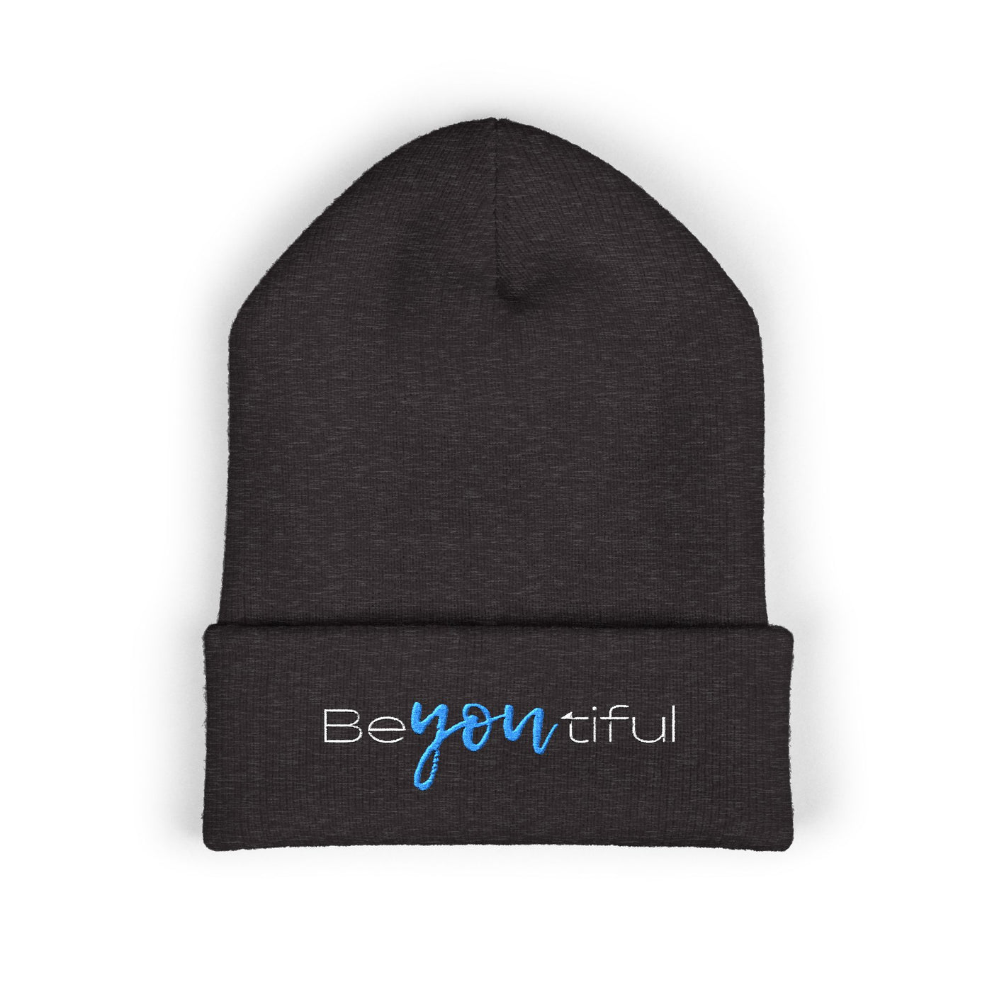 Vibrant "BeYoutiful" Cuffed Beanie - Stylish Embroidered Hat for Self-Expression