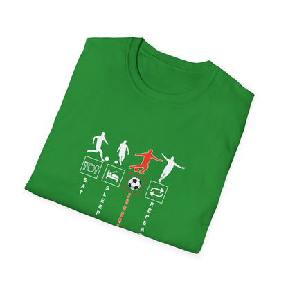 Fußball - Soccer Life Unisex T-Shirt - Eat, Sleep, Fußball, Repeat