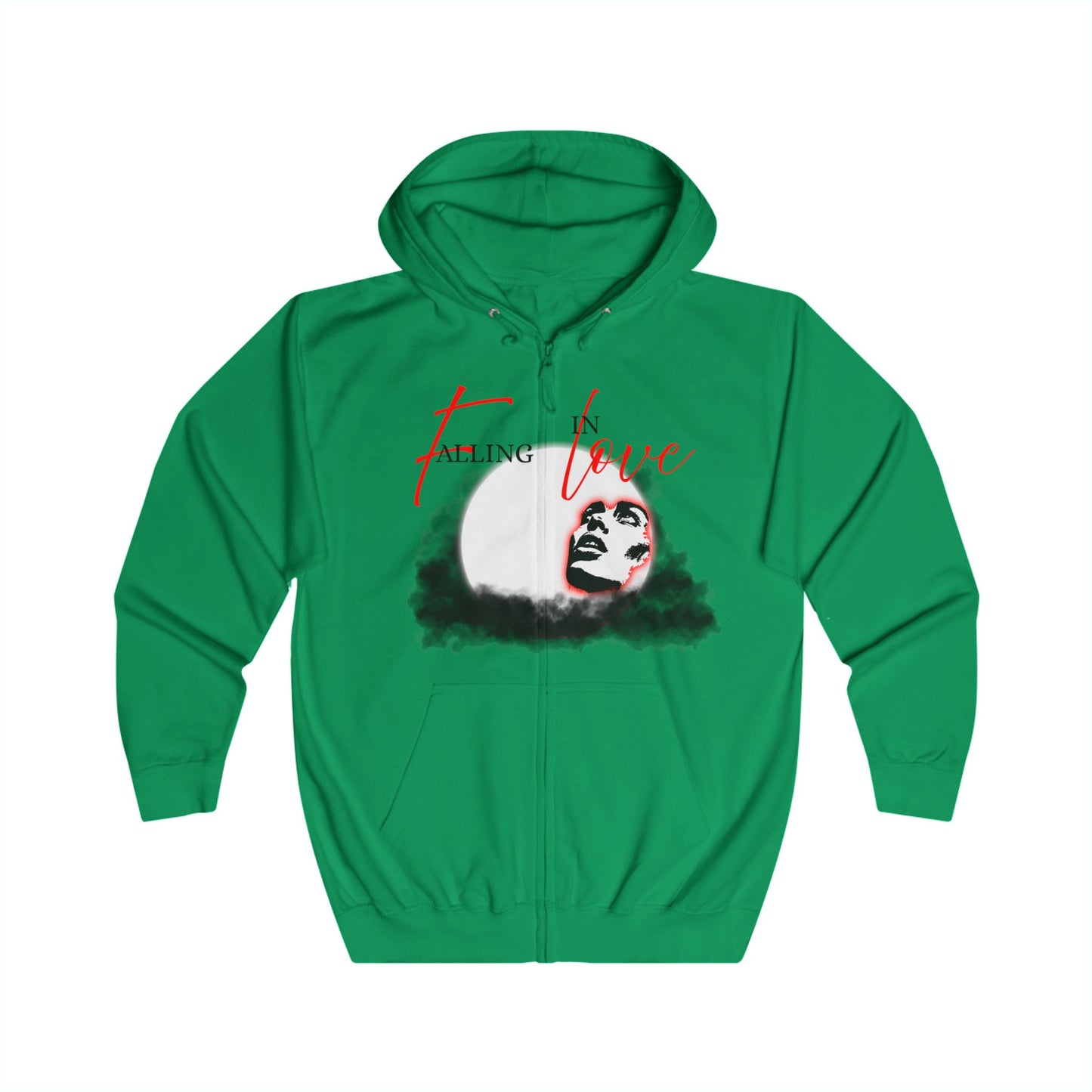 Falling in Love Hoodie, Inspirational Zip-Up, Unisex Sweatshirt