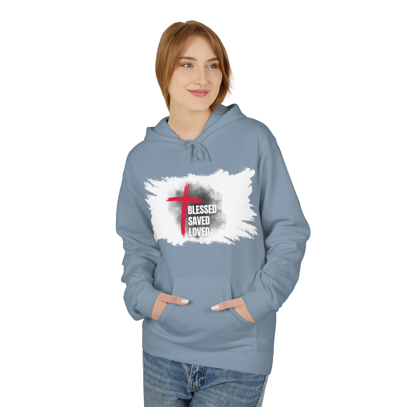 Faith-Inspired Hoodie: Blessed, Saved, Loved - Christian JESUS