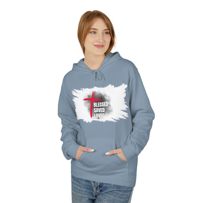 Faith-Inspired Hoodie: Blessed, Saved, Loved - Christian JESUS