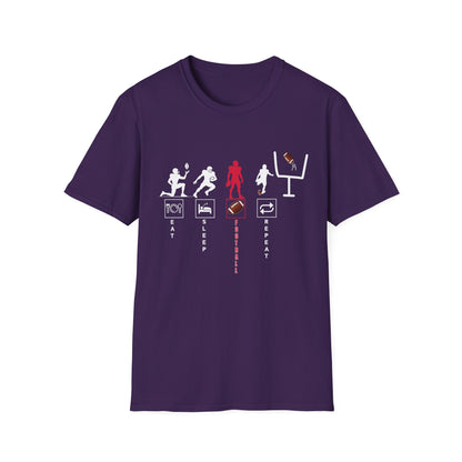 Football Life Unisex T-Shirt - Eat, Sleep, Football, Repeat