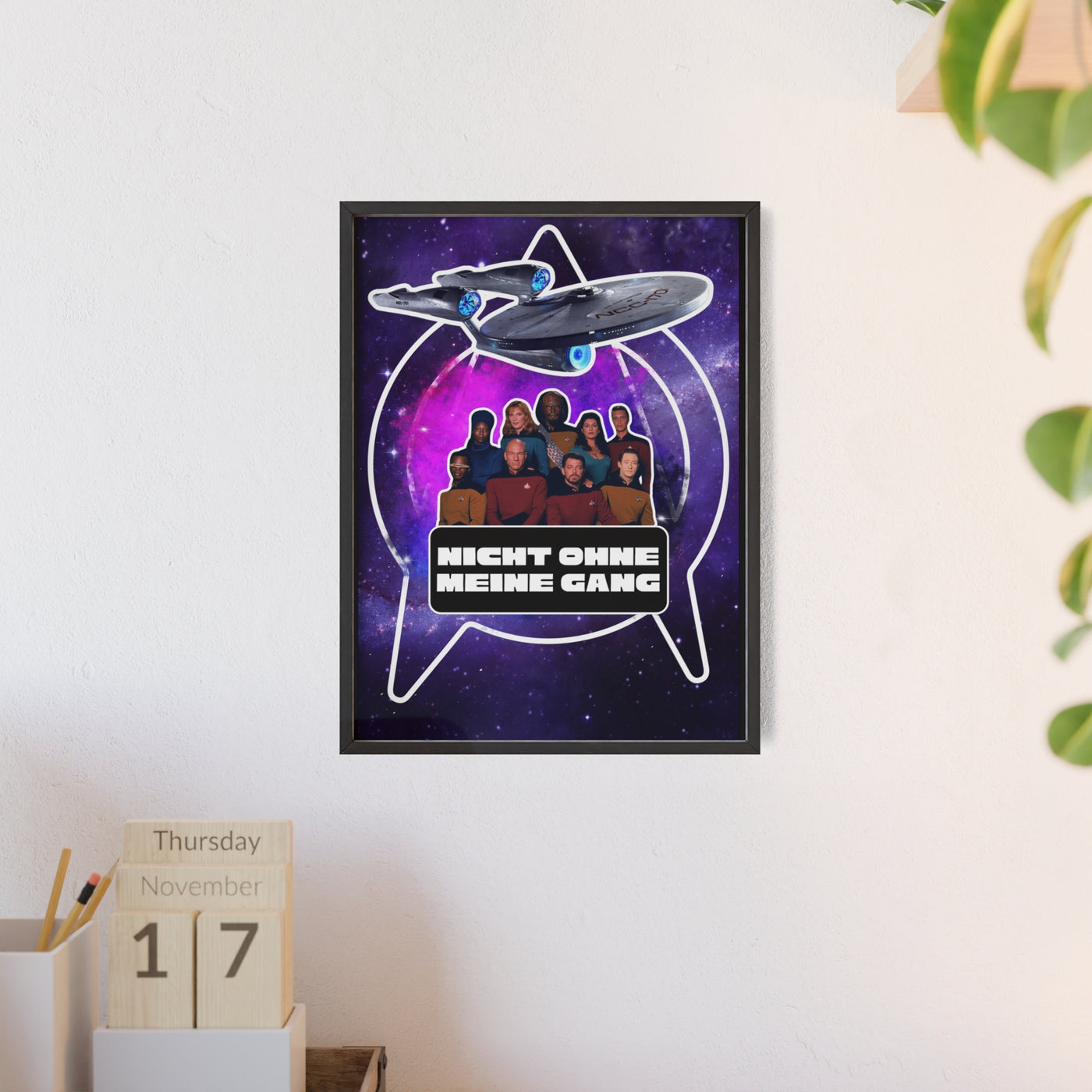 Starship Adventure Poster with Wooden Frame | Sci-Fi Wall Art, Geek Decor,