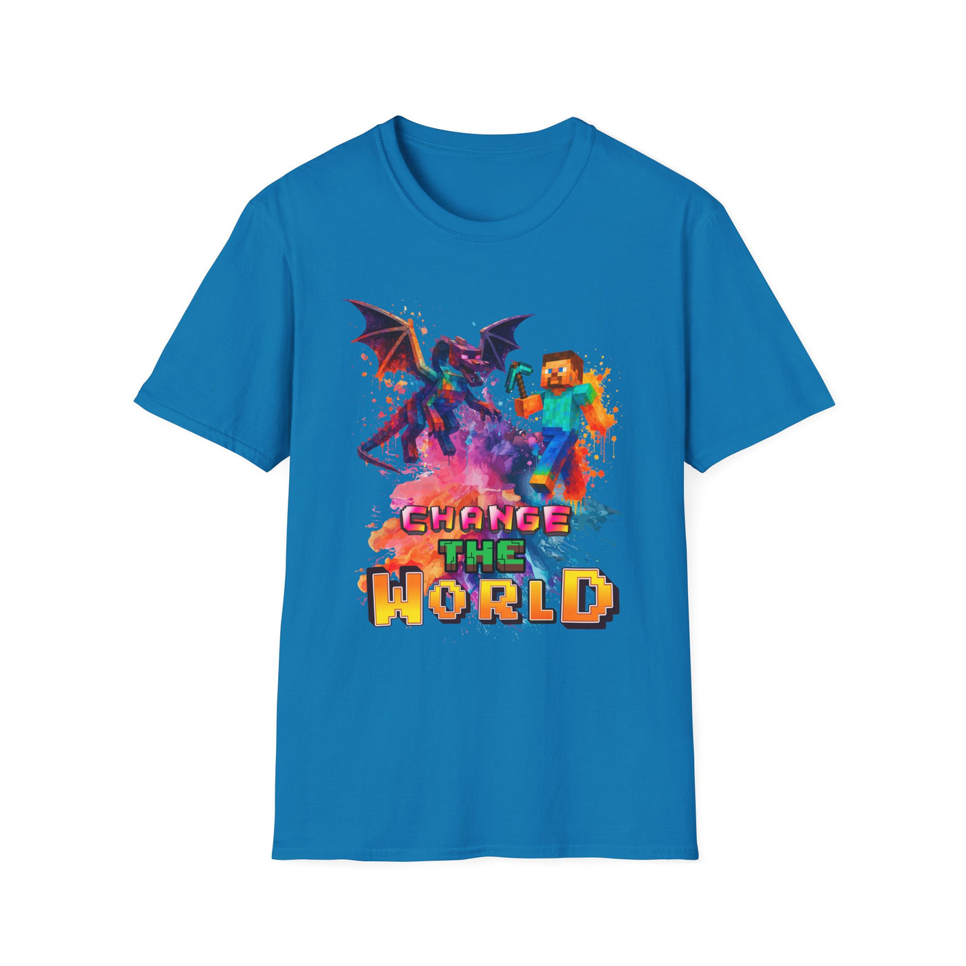 Minecraft Change the World Video Game T-Shirt - Unisex Softstyle Tee for Gamers