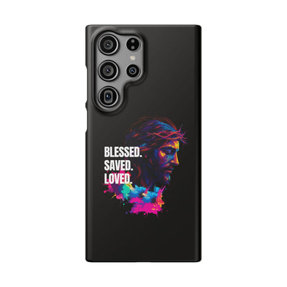 Blessed Saved Loved -  Snap Case Handyhülle - Jesus