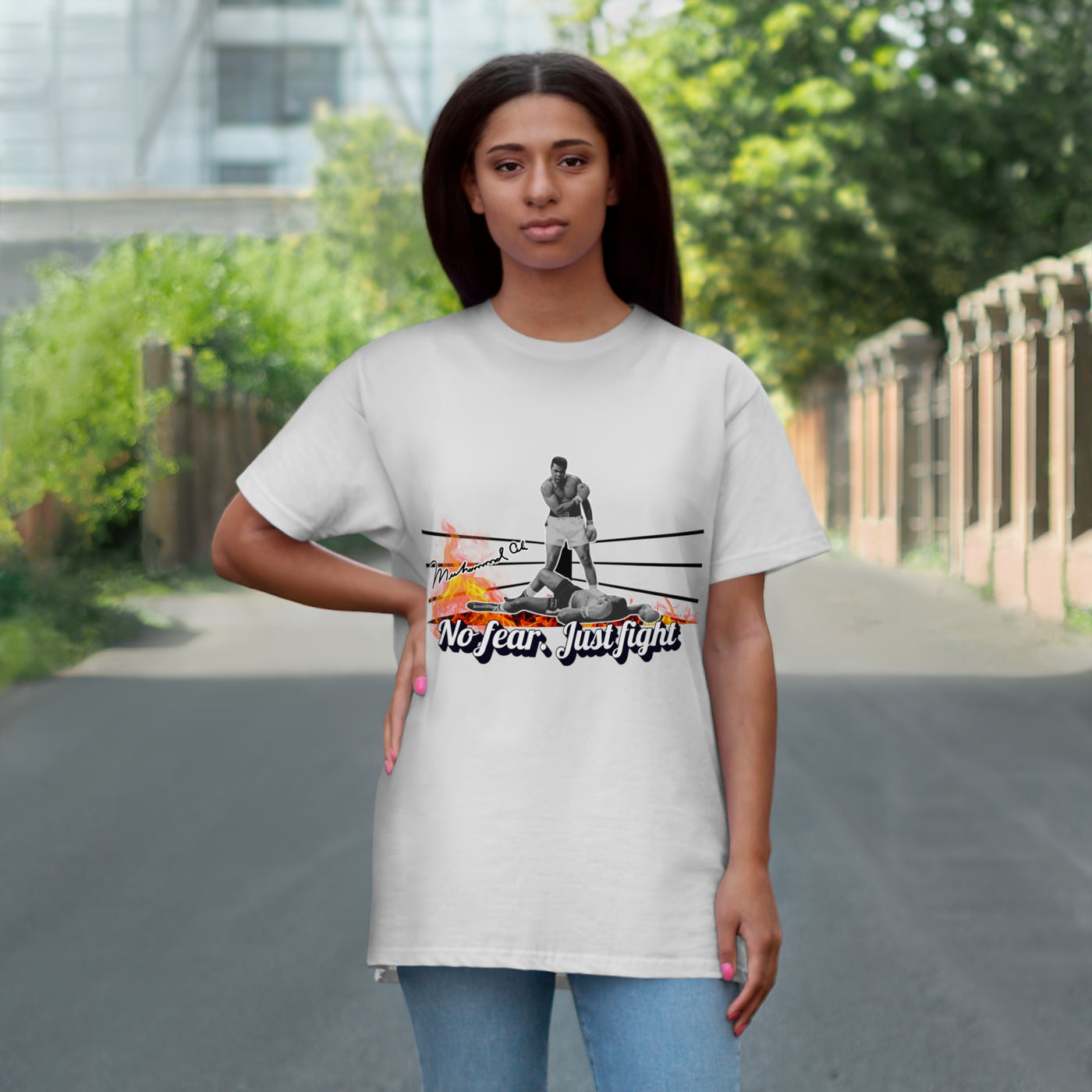 No Fear Just Fight T-Shirt, Motivational Shirt Muhammad Ali