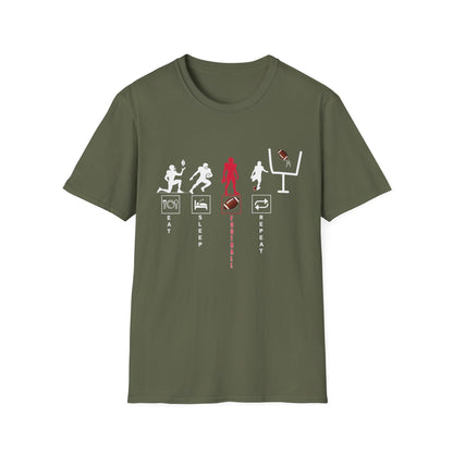 Football Life Unisex T-Shirt - Eat, Sleep, Football, Repeat