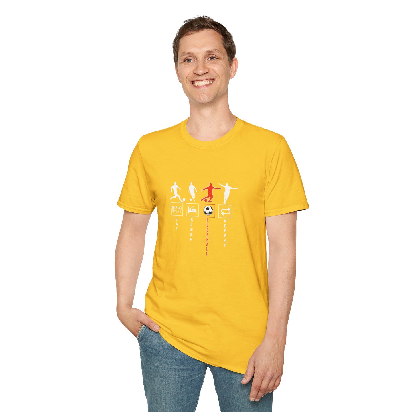 Fußball - Soccer Life Unisex T-Shirt - Eat, Sleep, Fußball, Repeat