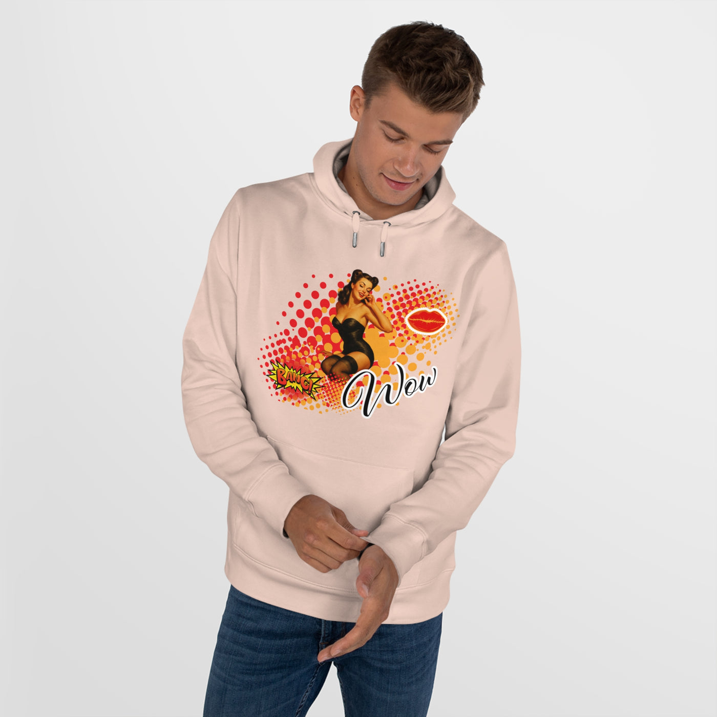 Retro Pin-Up Queen Hooded Sweatshirt - 'Wow' Graphic
