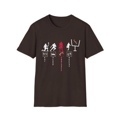 Football Life Unisex T-Shirt - Eat, Sleep, Football, Repeat
