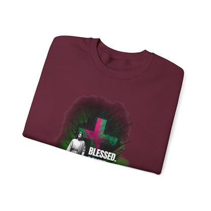 Jesus mit Faith und Spruch Blessed -Saved -Forgiven Sweatshirt