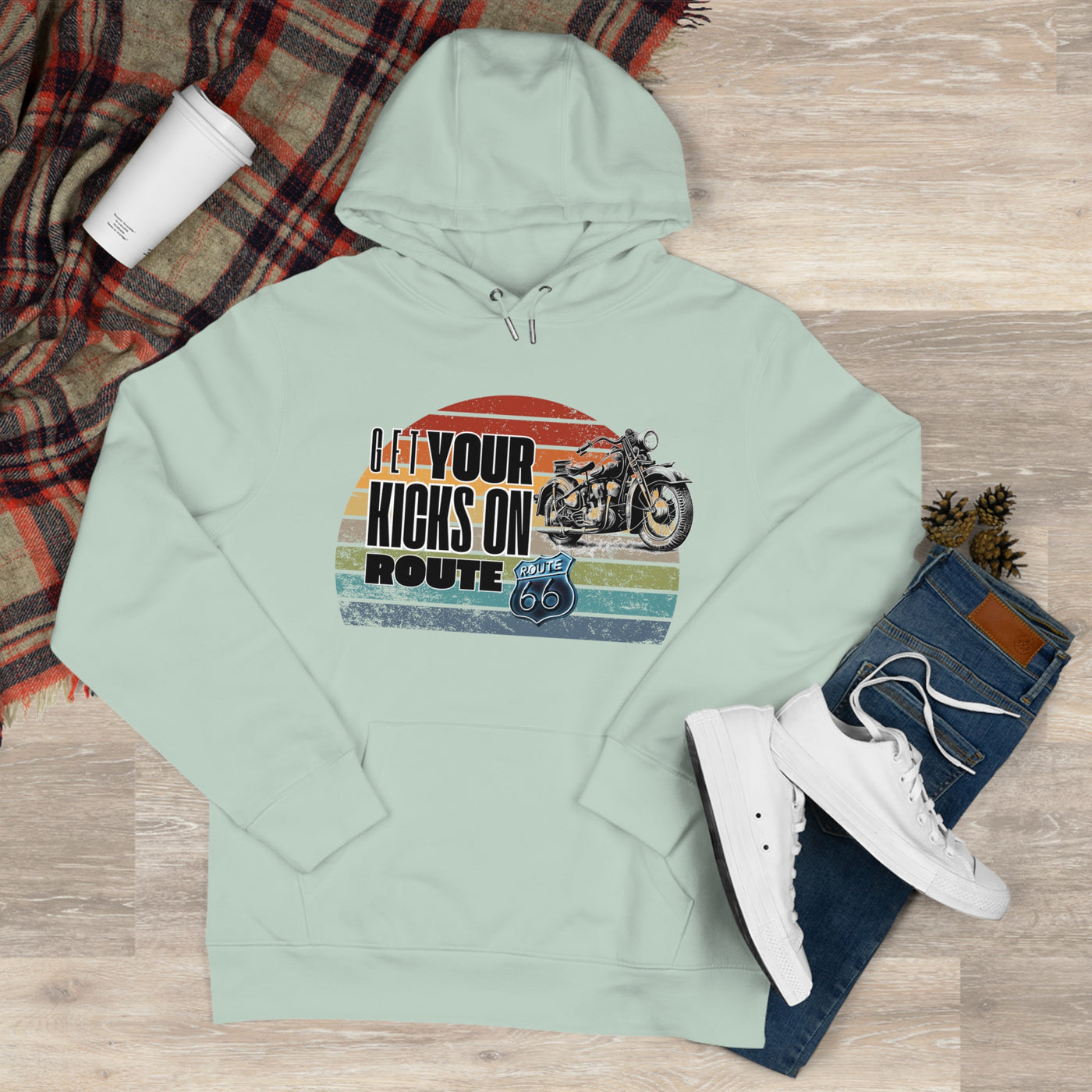 Retro Route 66 Motorcycle Hoodie Sweatshirt - Get your kicks on route 66
