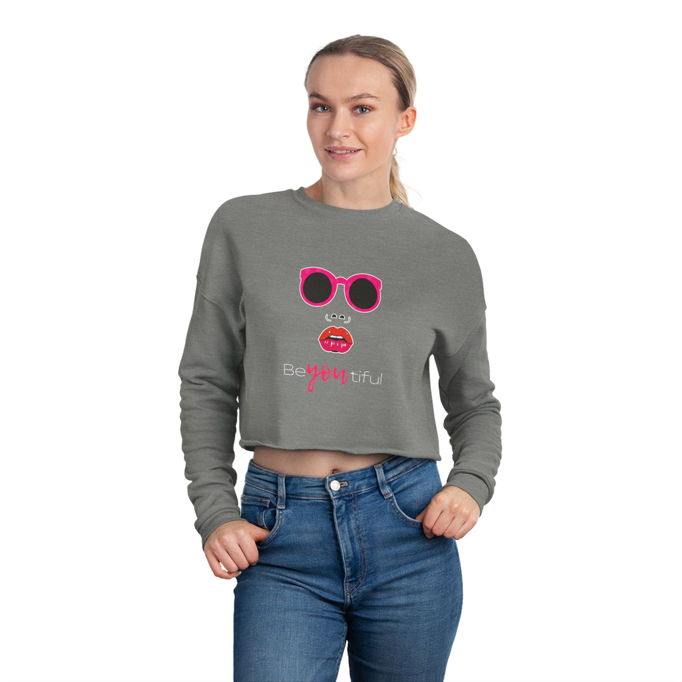 Chic Cropped Sweatshirt - Be You, Be Beautiful, Trendy Apparel, Gifts for Her, Casual Style, Fashion Statement