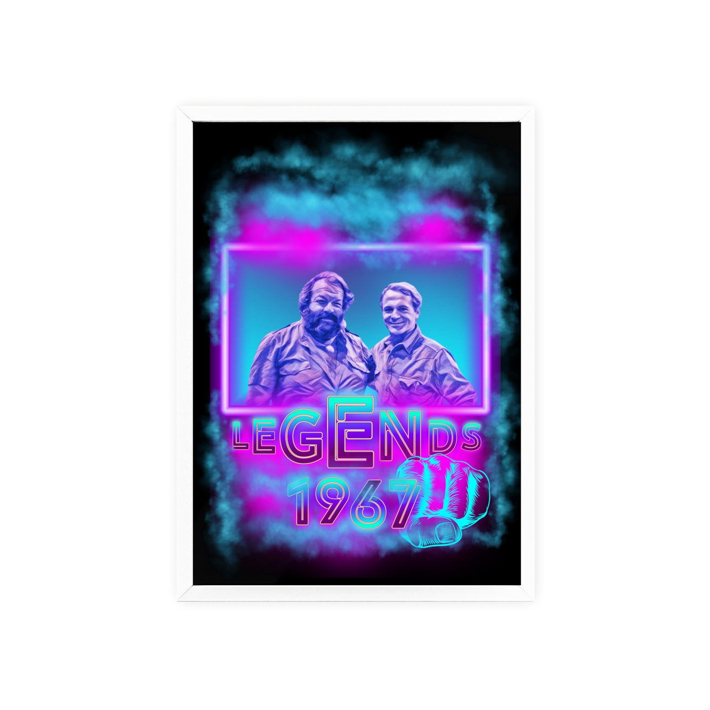 Retro Legends Poster with Wooden Frame - 1967 Nostalgia Art Bud Spencer &amp; Terence Hill