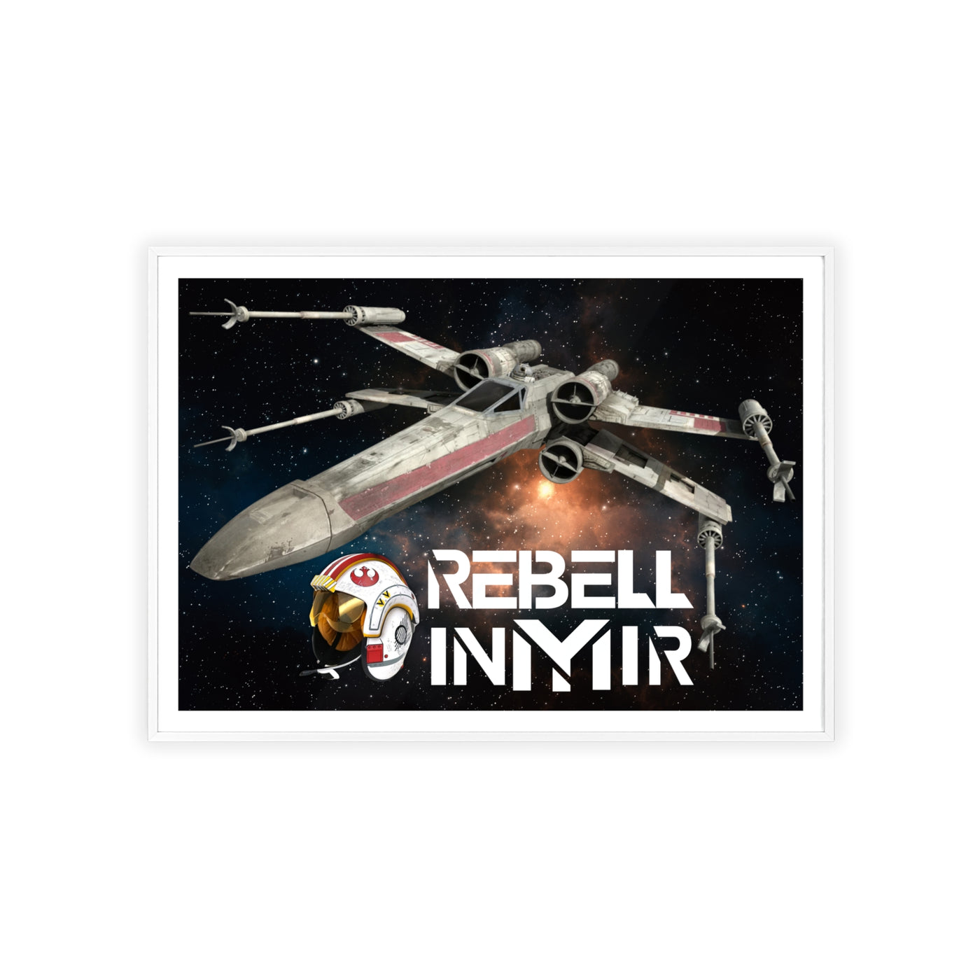Star Wars X-Wing Fighter Poster with Wooden Frame - Rebel Inyir Decor