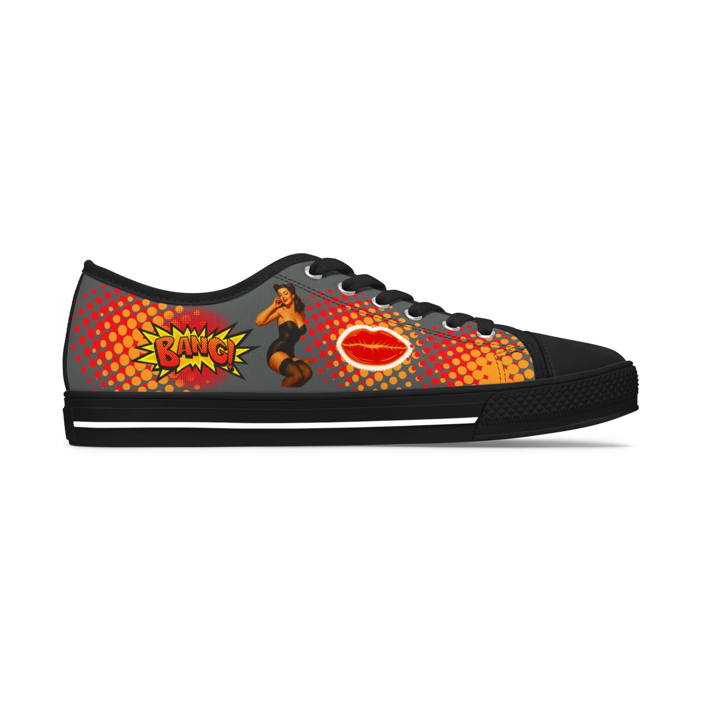 Sneakers - Fun &amp; Colorful Low Top Shoes Pin Up Girl "Wow"