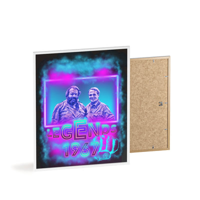 Retro Legends Poster with Wooden Frame - 1967 Nostalgia Art Bud Spencer &amp; Terence Hill