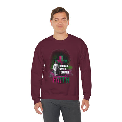 Jesus mit Faith und Spruch Blessed -Saved -Forgiven Sweatshirt