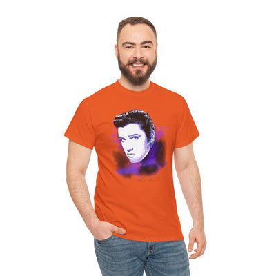 Elvis Portrait Unisex Heavy Cotton Tee - Retro Music Fan Gift