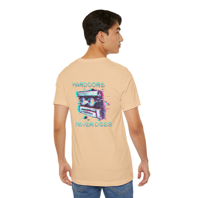 Techno - Hardcore Never Dies - Retro Graphic Tee, 90s Aesthetic Shirt unisex