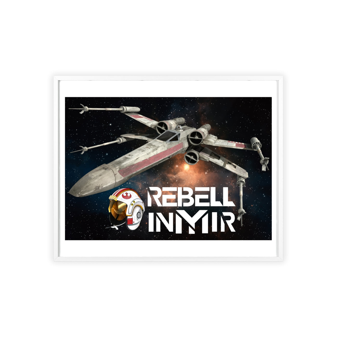 Star Wars X-Wing Fighter Poster with Wooden Frame - Rebel Inyir Decor