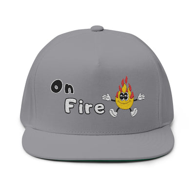 Embroidered Flat Bill Cap - "on fire"