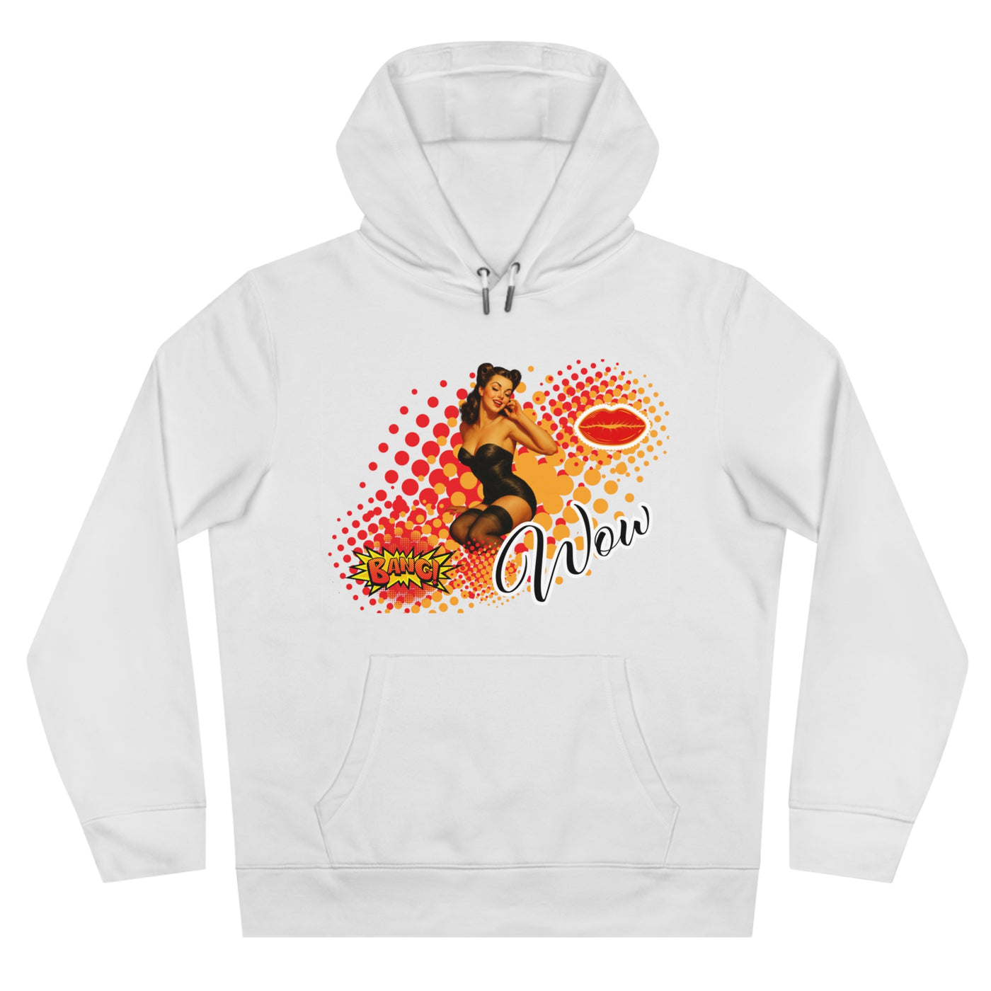 Retro Pin-Up Queen Hooded Sweatshirt - 'Wow' Graphic