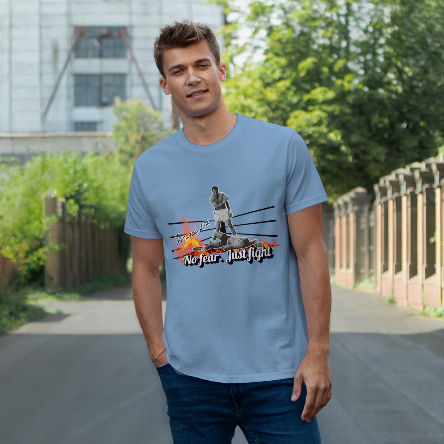 No Fear Just Fight T-Shirt, Motivational Shirt Muhammad Ali