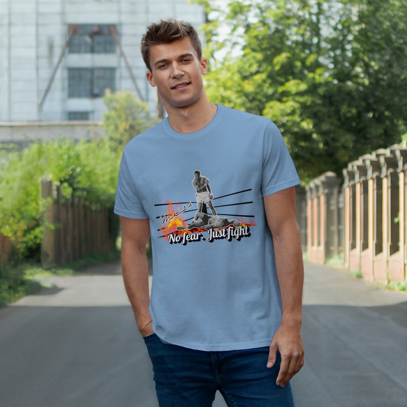 No Fear Just Fight T-Shirt, Motivational Shirt Muhammad Ali