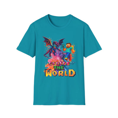 Minecraft Change the World Video Game T-Shirt - Unisex Softstyle Tee for Gamers
