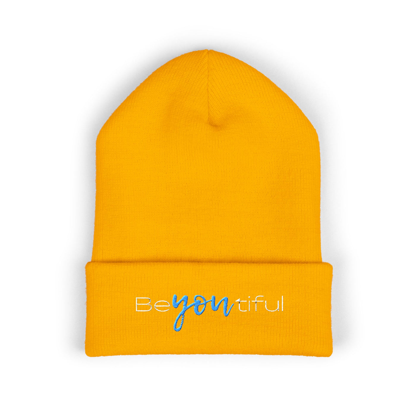 Vibrant "BeYoutiful" Cuffed Beanie - Stylish Embroidered Hat for Self-Expression