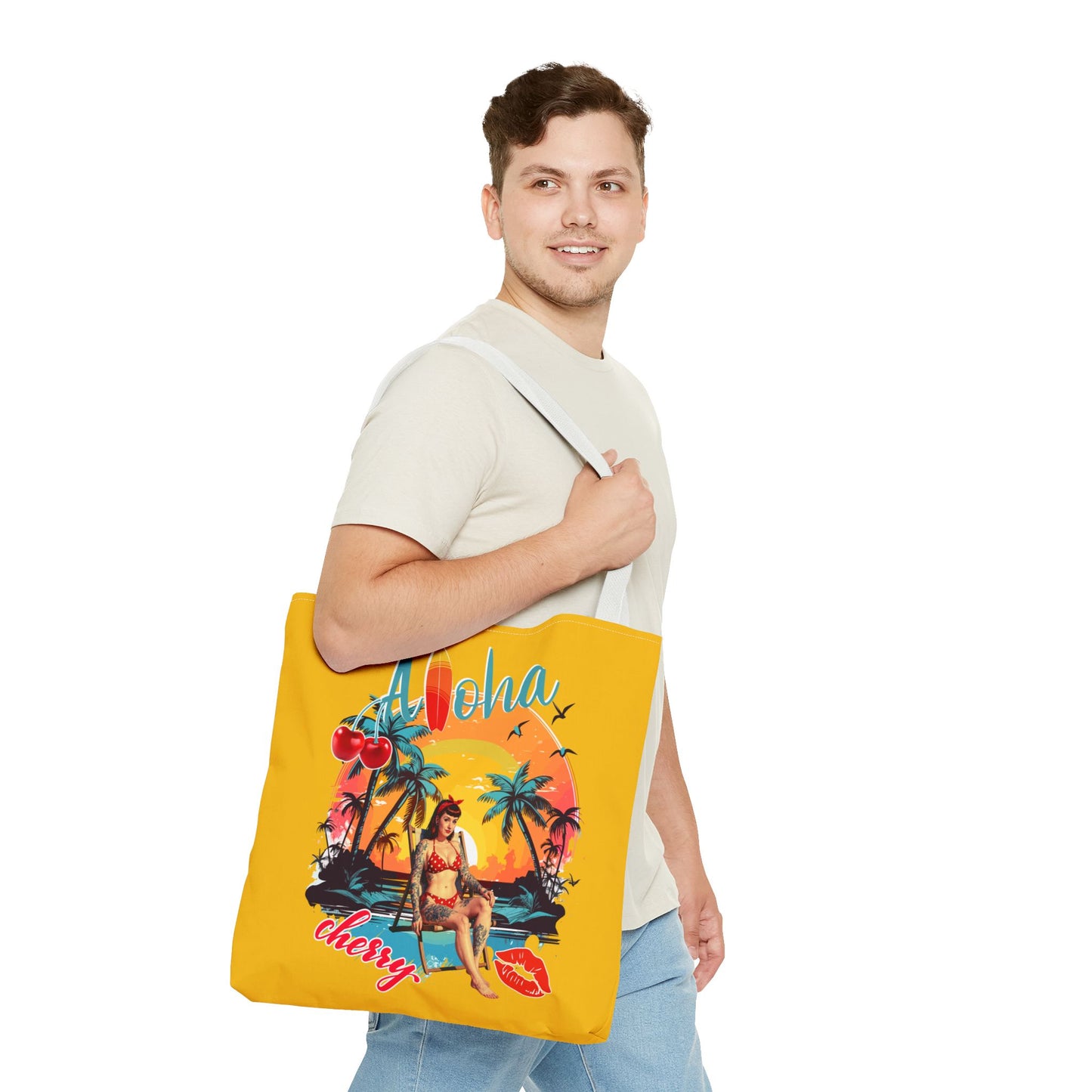 Aloha Cherry Tropical Tote Bag | Beach Accessories, Summer Bag, Travel Tote, Hängetasche, Strandtasche