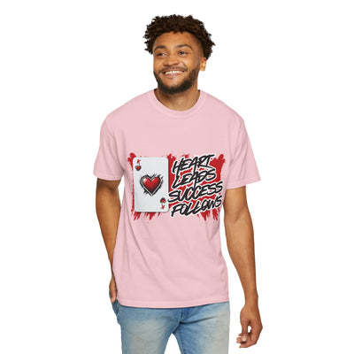 Heart Leads Success Unisex Heavy Cotton Tee | Graphic Tee | Casual Wear | Gift for Gamers | Inspirational Fashion | Streetwear