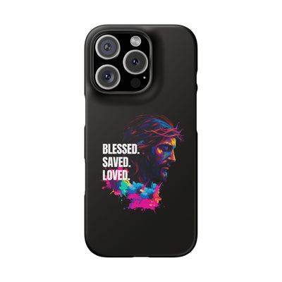 Blessed Saved loved - Snap Case - Jesus